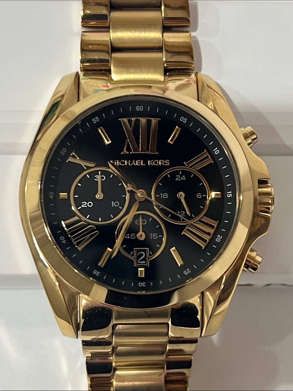 Michael Kors Gold and Black Roman Numeral Chronograph Watch